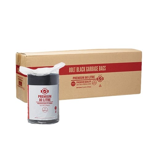 PR80LTR 80 Litre - Premium Black Bin Liner HD - Roll LDPE - 250/CTN