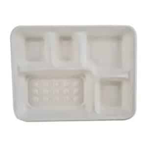 SC-FG052 Sugarcane 5 Compartment Tray 280x220x35mm