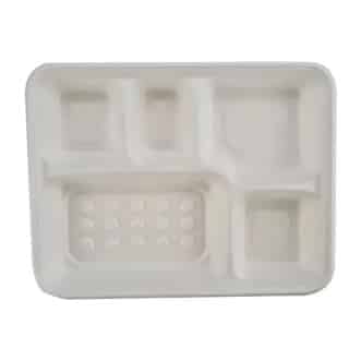 SC-FG052 Sugarcane 5 Compartment Tray 280x220x35mm