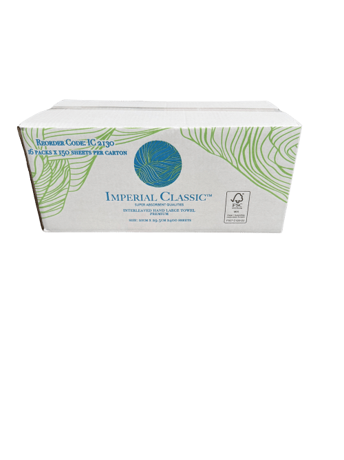 INTERLEAVED HAND TOWEL - 21 X 30 CM 120 SHEETS X 20 PACKS 1 PLY - IC2130