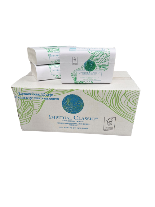INTERLEAVED HAND TOWEL - 21 X 30 CM 120 SHEETS X 20 PACKS 1 PLY - IC2130