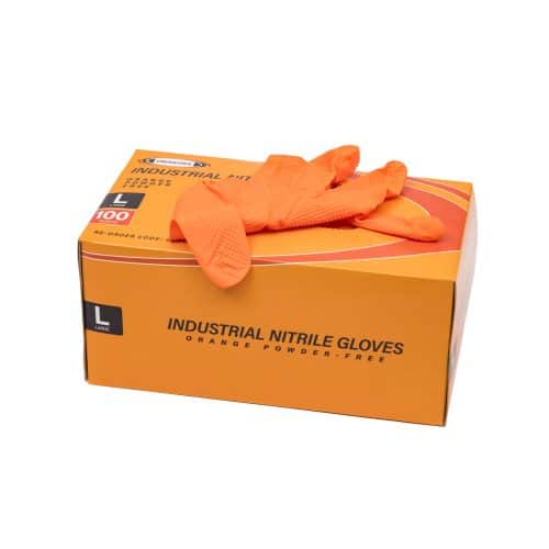 Nitrile Diamond Textured Orange Powder Free Glove