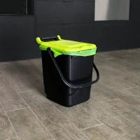 23L CADDY BIN - Organics Bin - Black Body, Lime Green Lid